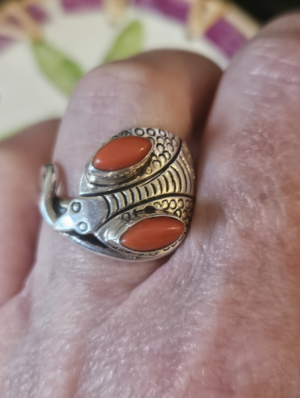 Navajo Sterling Silver Coral Snake Ring